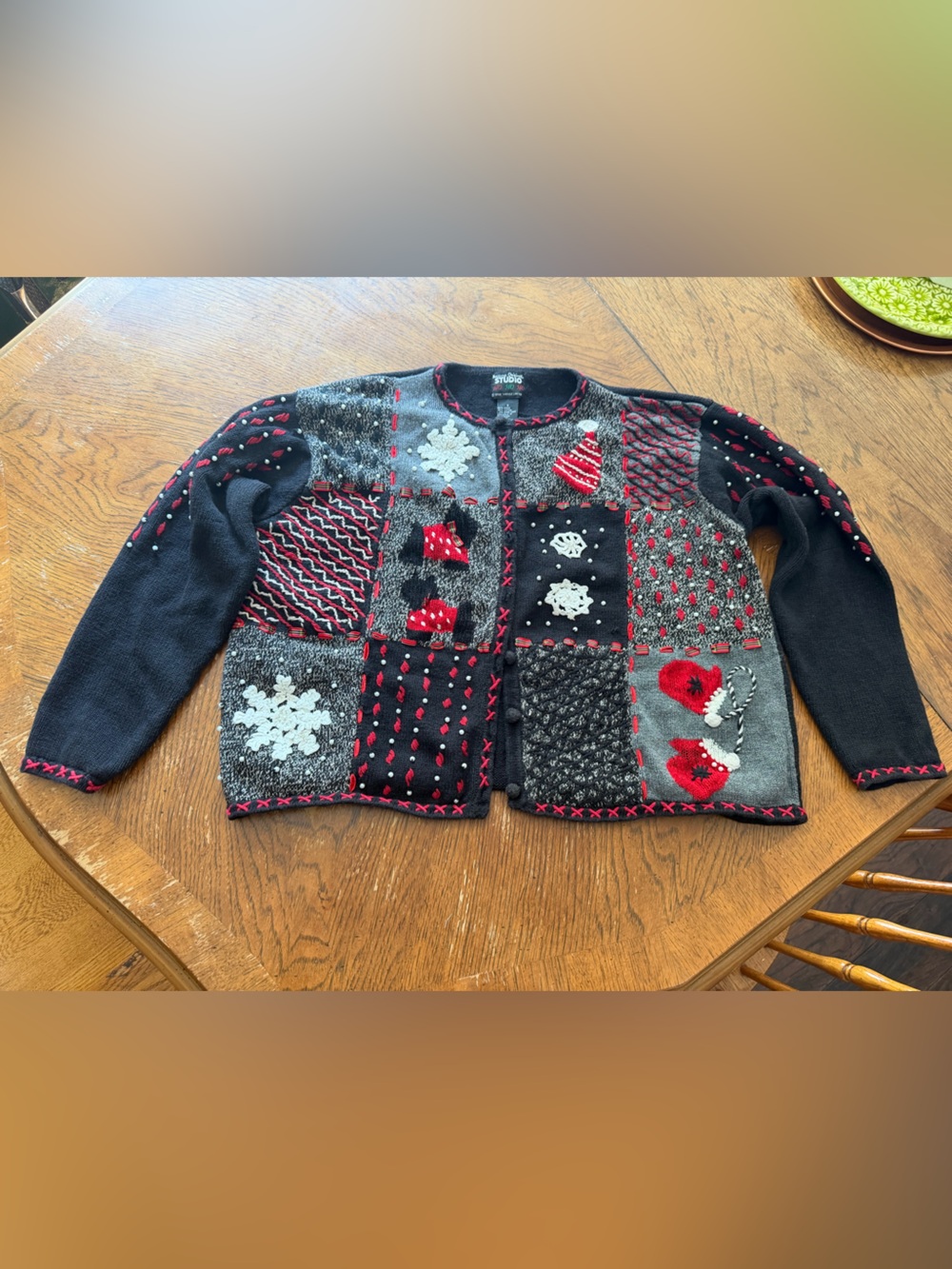 Vintage Grandmacore Winter Patchwork Cardigan